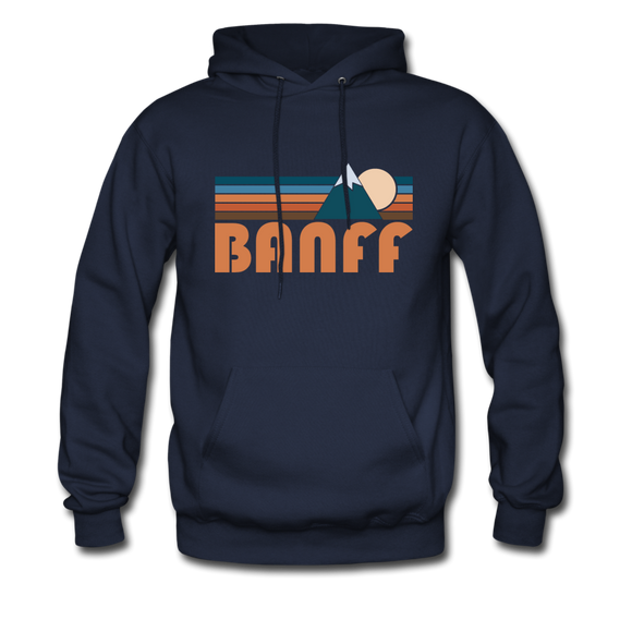 Banff, Canada Hoodie - Retro Mountain Banff Crewneck Hooded Sweatshirt - navy