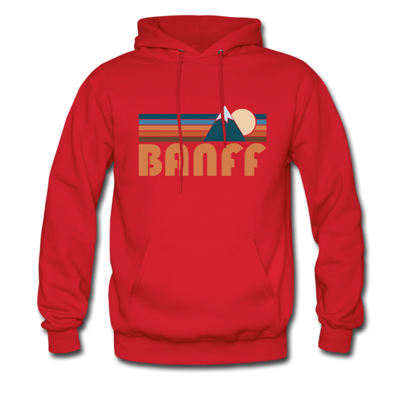Banff, Canada Hoodie - Retro Mountain Banff Crewneck Hooded Sweatshirt - red