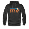 Banff, Canada Hoodie - Retro Mountain Banff Crewneck Hooded Sweatshirt - charcoal gray