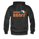 Banff, Canada Hoodie - Retro Mountain Banff Crewneck Hooded Sweatshirt - charcoal gray