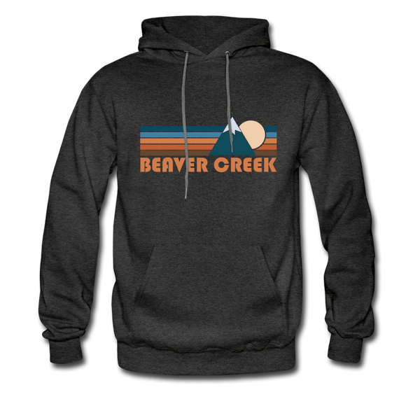 Beaver Creek, Colorado Hoodie - Retro Mountain Beaver Creek Crewneck Hooded Sweatshirt - charcoal gray
