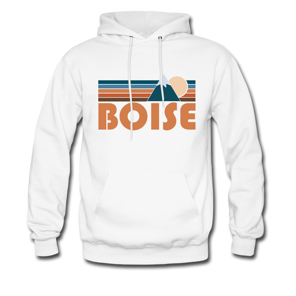 Boise, Idaho Hoodie - Retro Mountain Boise Crewneck Hooded Sweatshirt - white