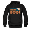 Boise, Idaho Hoodie - Retro Mountain Boise Crewneck Hooded Sweatshirt - black