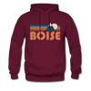 Boise, Idaho Hoodie - Retro Mountain Boise Crewneck Hooded Sweatshirt - burgundy