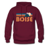 Boise, Idaho Hoodie - Retro Mountain Boise Crewneck Hooded Sweatshirt - burgundy