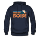 Boise, Idaho Hoodie - Retro Mountain Boise Crewneck Hooded Sweatshirt - navy