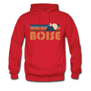 Boise, Idaho Hoodie - Retro Mountain Boise Crewneck Hooded Sweatshirt - red