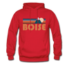 Boise, Idaho Hoodie - Retro Mountain Boise Crewneck Hooded Sweatshirt - red