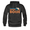 Boise, Idaho Hoodie - Retro Mountain Boise Crewneck Hooded Sweatshirt - charcoal gray