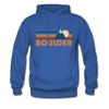 Boulder, Colorado Hoodie - Retro Mountain Boulder Crewneck Hooded Sweatshirt - royal blue