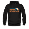 Boulder, Colorado Hoodie - Retro Mountain Boulder Crewneck Hooded Sweatshirt - black