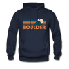 Boulder, Colorado Hoodie - Retro Mountain Boulder Crewneck Hooded Sweatshirt - navy