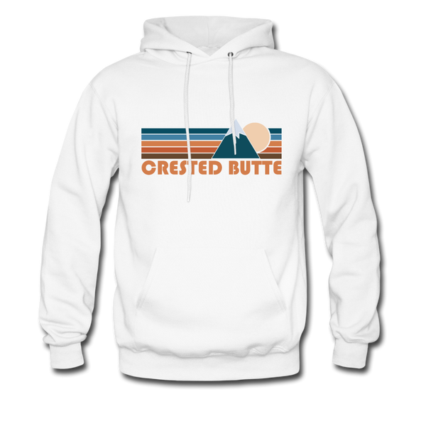 Crested Butte, Colorado Hoodie - Retro Mountain Crested Butte Crewneck Hooded Sweatshirt - white
