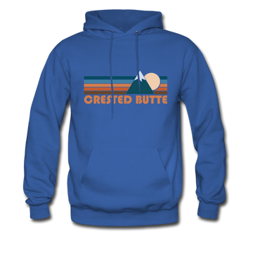 Crested Butte, Colorado Hoodie - Retro Mountain Crested Butte Crewneck Hooded Sweatshirt - royal blue