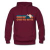 Crested Butte, Colorado Hoodie - Retro Mountain Crested Butte Crewneck Hooded Sweatshirt - burgundy