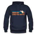 Crested Butte, Colorado Hoodie - Retro Mountain Crested Butte Crewneck Hooded Sweatshirt - navy