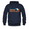 Crested Butte, Colorado Hoodie - Retro Mountain Crested Butte Crewneck Hooded Sweatshirt - navy