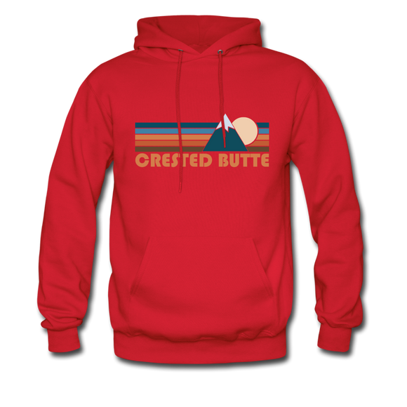 Crested Butte, Colorado Hoodie - Retro Mountain Crested Butte Crewneck Hooded Sweatshirt - red