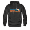 Crested Butte, Colorado Hoodie - Retro Mountain Crested Butte Crewneck Hooded Sweatshirt - charcoal gray