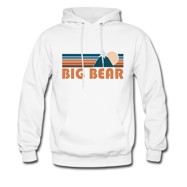 Big Bear, California Hoodie - Retro Mountain Big Bear Crewneck Hooded Sweatshirt - white