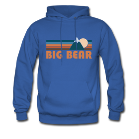 Big Bear, California Hoodie - Retro Mountain Big Bear Crewneck Hooded Sweatshirt - royal blue