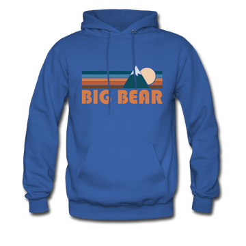 Big Bear, California Hoodie - Retro Mountain Big Bear Crewneck Hooded Sweatshirt - royal blue
