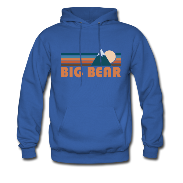 Big Bear, California Hoodie - Retro Mountain Big Bear Crewneck Hooded Sweatshirt - royal blue