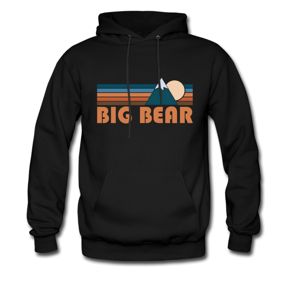 Big Bear, California Hoodie - Retro Mountain Big Bear Crewneck Hooded Sweatshirt - black