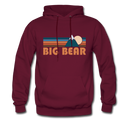 Big Bear, California Hoodie - Retro Mountain Big Bear Crewneck Hooded Sweatshirt - burgundy