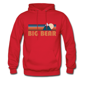 Big Bear, California Hoodie - Retro Mountain Big Bear Crewneck Hooded Sweatshirt - red