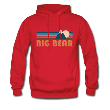 Big Bear, California Hoodie - Retro Mountain Big Bear Crewneck Hooded Sweatshirt - red