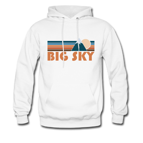 Big Sky, Montana Hoodie - Retro Mountain Big Sky Crewneck Hooded Sweatshirt - white