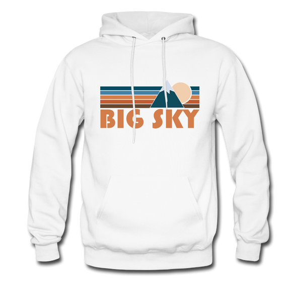 Big Sky, Montana Hoodie - Retro Mountain Big Sky Crewneck Hooded Sweatshirt - white