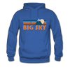 Big Sky, Montana Hoodie - Retro Mountain Big Sky Crewneck Hooded Sweatshirt - royal blue