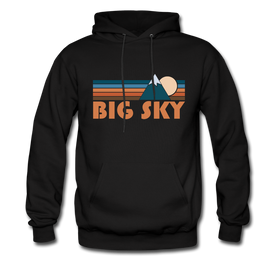 Big Sky, Montana Hoodie - Retro Mountain Big Sky Crewneck Hooded Sweatshirt - black
