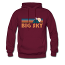 Big Sky, Montana Hoodie - Retro Mountain Big Sky Crewneck Hooded Sweatshirt - burgundy