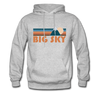 Big Sky, Montana Hoodie - Retro Mountain Big Sky Crewneck Hooded Sweatshirt - heather gray