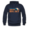 Big Sky, Montana Hoodie - Retro Mountain Big Sky Crewneck Hooded Sweatshirt - navy