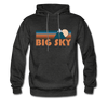 Big Sky, Montana Hoodie - Retro Mountain Big Sky Crewneck Hooded Sweatshirt - charcoal gray