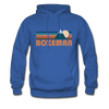 Bozeman, Montana Hoodie - Retro Mountain Bozeman Crewneck Hooded Sweatshirt - royal blue