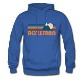 Bozeman, Montana Hoodie - Retro Mountain Bozeman Crewneck Hooded Sweatshirt - royal blue