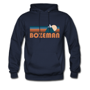 Bozeman, Montana Hoodie - Retro Mountain Bozeman Crewneck Hooded Sweatshirt - navy