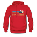 Bozeman, Montana Hoodie - Retro Mountain Bozeman Crewneck Hooded Sweatshirt - red