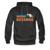 Bozeman, Montana Hoodie - Retro Mountain Bozeman Crewneck Hooded Sweatshirt - charcoal gray