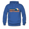 California Hoodie - Retro Mountain California Crewneck Hooded Sweatshirt - royal blue