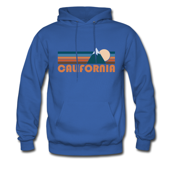 California Hoodie - Retro Mountain California Crewneck Hooded Sweatshirt - royal blue