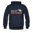 California Hoodie - Retro Mountain California Crewneck Hooded Sweatshirt - navy