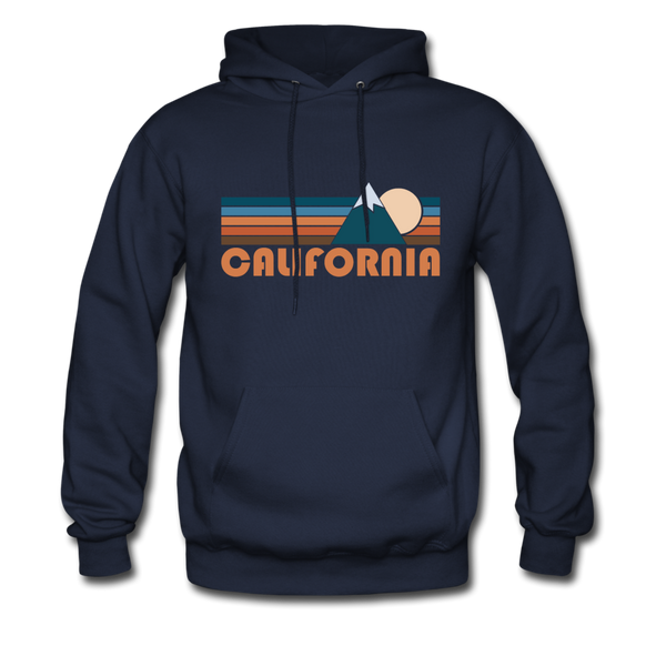 California Hoodie - Retro Mountain California Crewneck Hooded Sweatshirt - navy