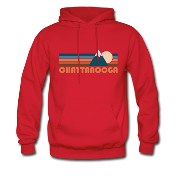 Chattanooga, Tennessee Hoodie - Retro Mountain Chattanooga Crewneck Hooded Sweatshirt - red