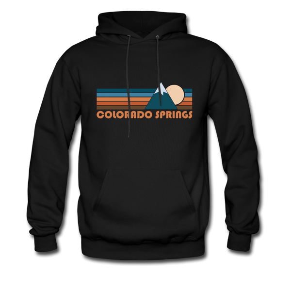 Colorado Springs, Colorado Hoodie - Retro Mountain Colorado Springs Crewneck Hooded Sweatshirt - black